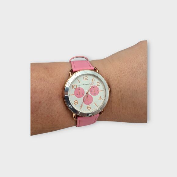 Isaac Mizrahi Live Pink Chronograph-Style Watch – Rose Gold Tone
